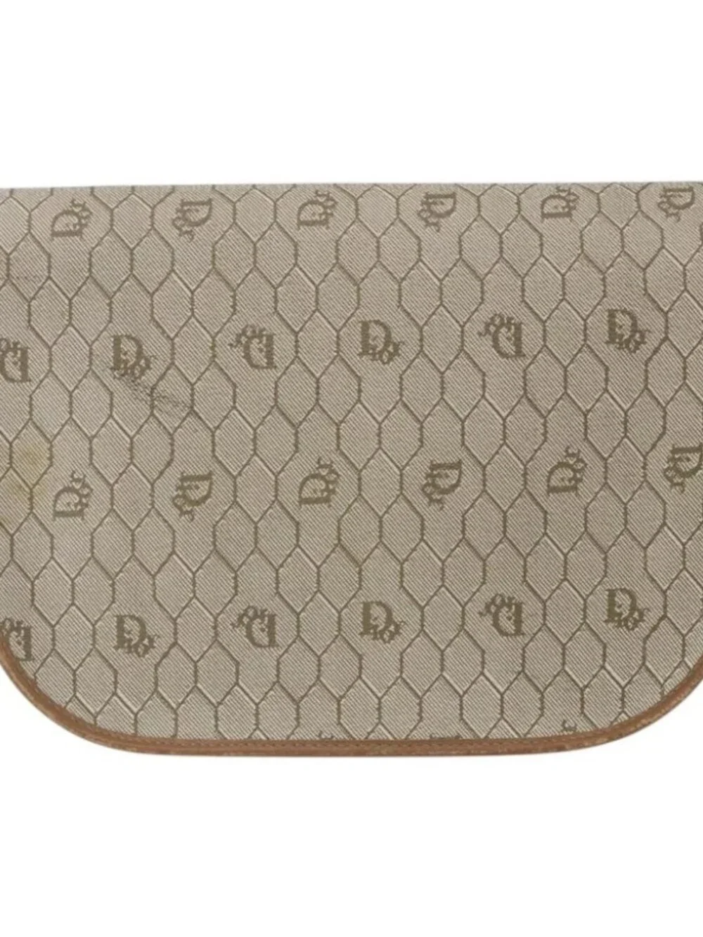 Christian Dior Honeycomb Canvas Shoulder Bag Beige Gold - Picture 3 of 14